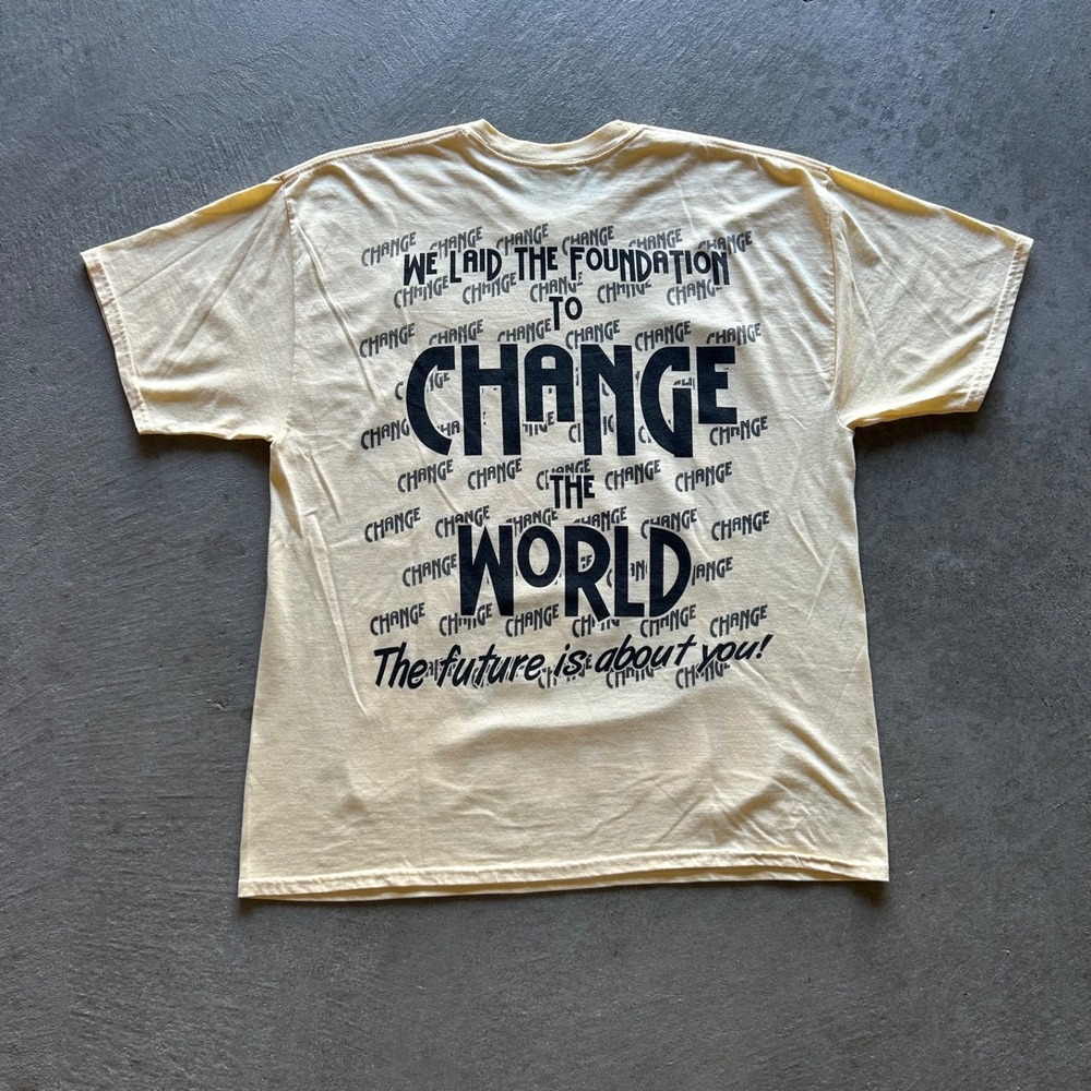 Vintage Barack Obama Shirt Size XL Yellow 2008 Election Change World President - Picture 3 of 6